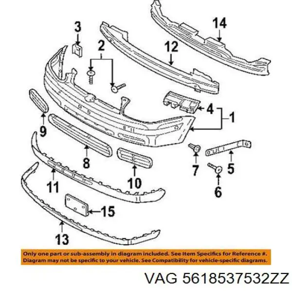 Молдинг задніх лівих дверей, нижній VAG 5618537532ZZ ціна, від 37.08 USD