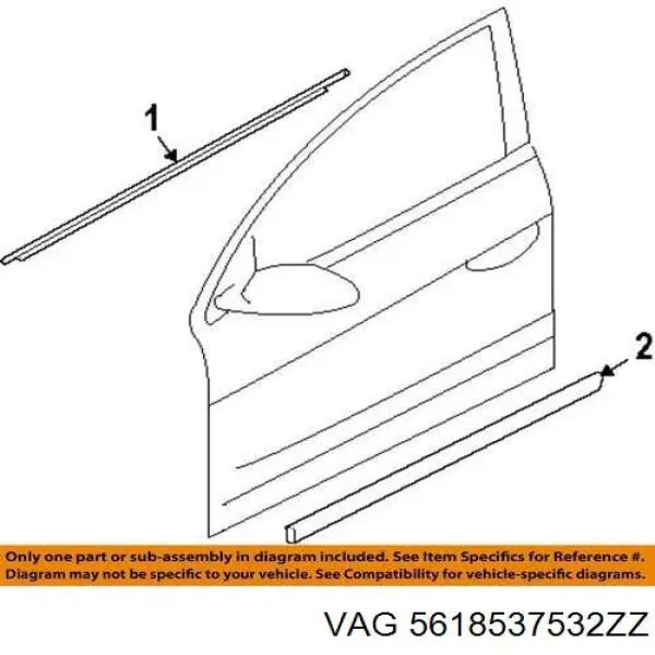 Купити 5618537532ZZ VAG Молдинг задніх лівих дверей, нижній