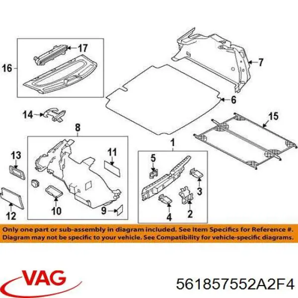 Козирок сонцезахисний автомобіля VAG 561857552A2F4 ціна, від 9.44 USD