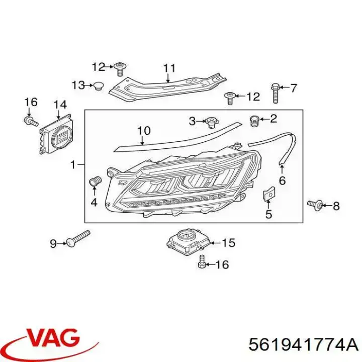 561941774A VAG Фара передня права