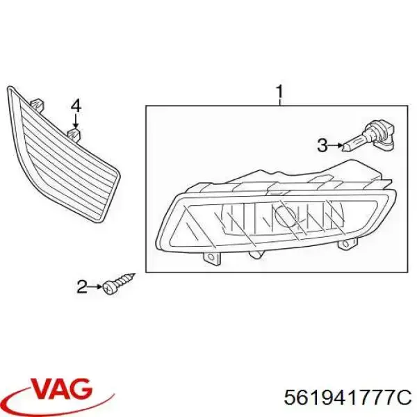  Катафот (відбивач) переднього бампера, лівий VOLKSWAGEN Passat 