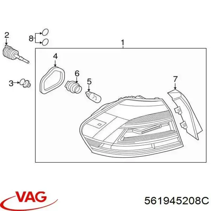 561945208C VAG Задній правий зовнішній ліхтар