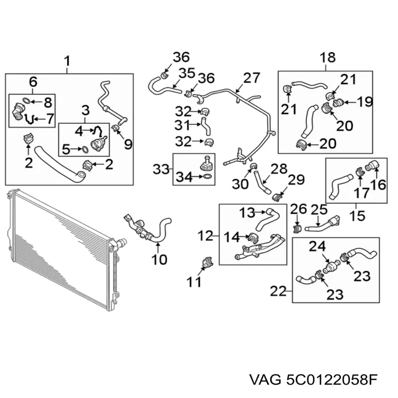 Шланг/патрубок системи охолодження VAG 5C0122058F ціна, від 3.80 USD