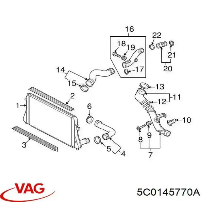 5C0145770A VAG Шланг/патрубок интеркуллера