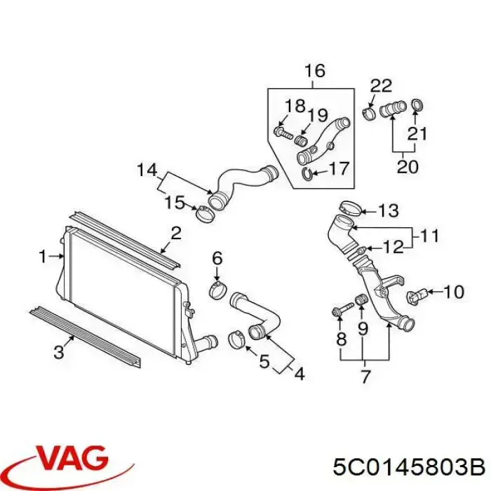 Система охолодження наддувочного повітря VAG 5C0145803B ціна, від 86.92 USD