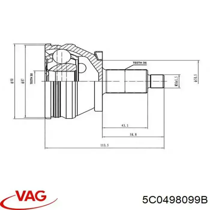 Граната колісна VAG 5C0498099B ціна, від 59.38 USD