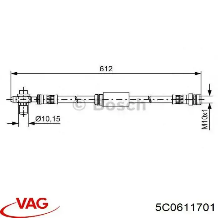 Шланг гальмівний передній VAG 5C0611701 ціна, від 6.33 USD