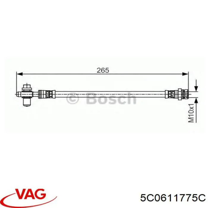 Шланг гальмівний задній, лівий VAG 5C0611775C ціна, від 8.27 USD