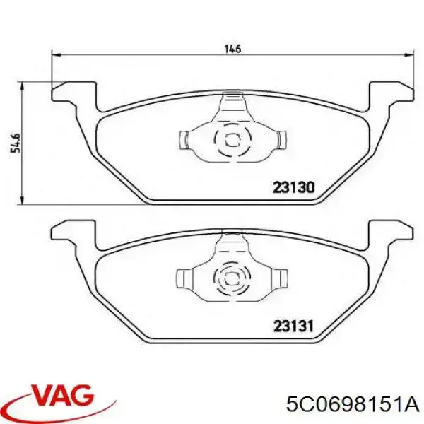 Купити 5C0698151A VAG Колодки гальмівні передні, дискові