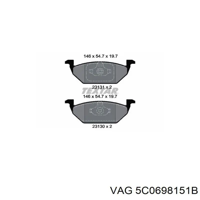 5C0698151B VAG Передні гальмівні колодки