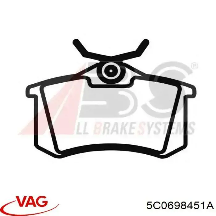 Задні гальмівні колодки VAG 5C0698451A ціна, від 20.32 USD