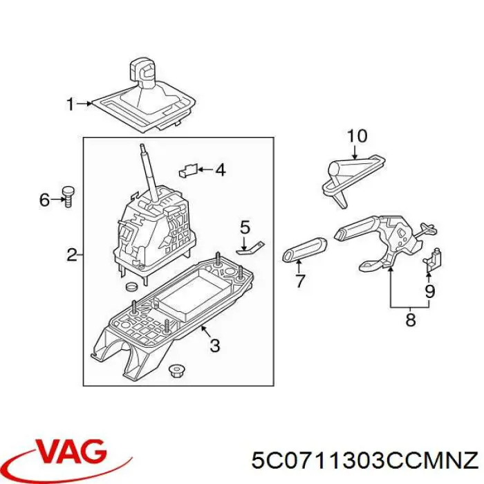 5C0711303CCMNZ VAG Привід гальма стоянки (управління ручним гальмом)
