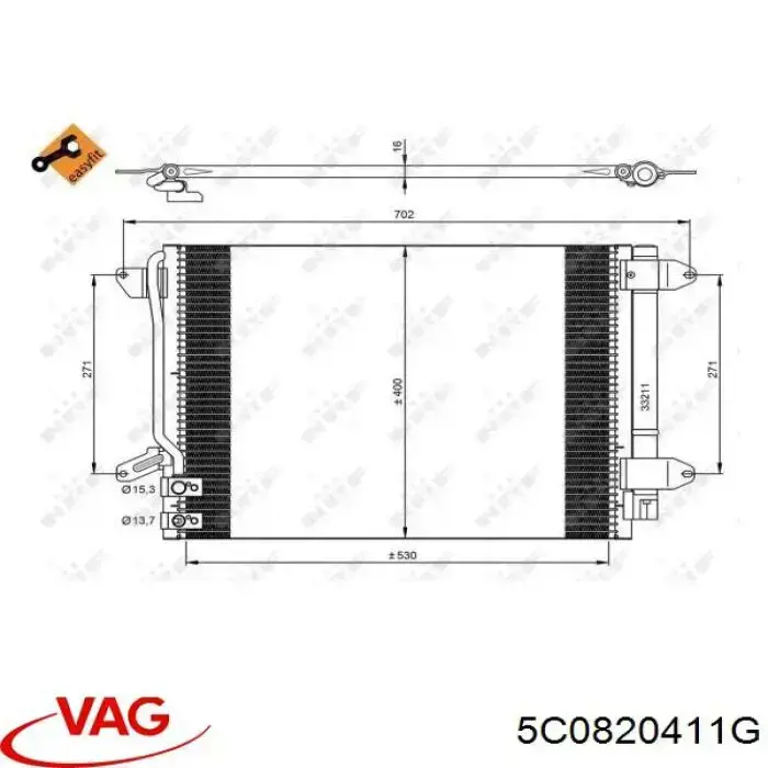 Купити 5C0820411G VAG Радіатор системи охолодження кондиціонера