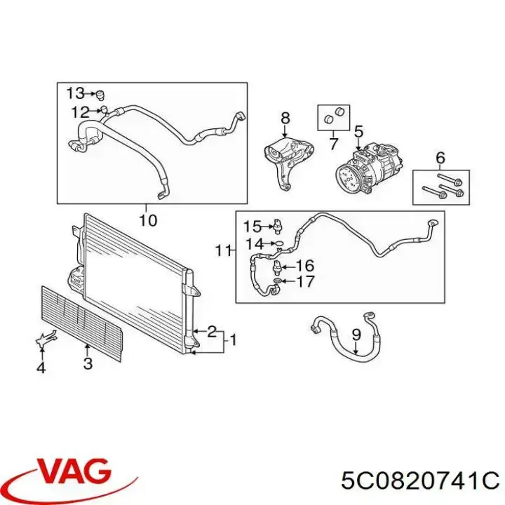 Шланг кондиціонера, від радіатора до випарника VAG 5C0820741C ціна, від 32.70 USD