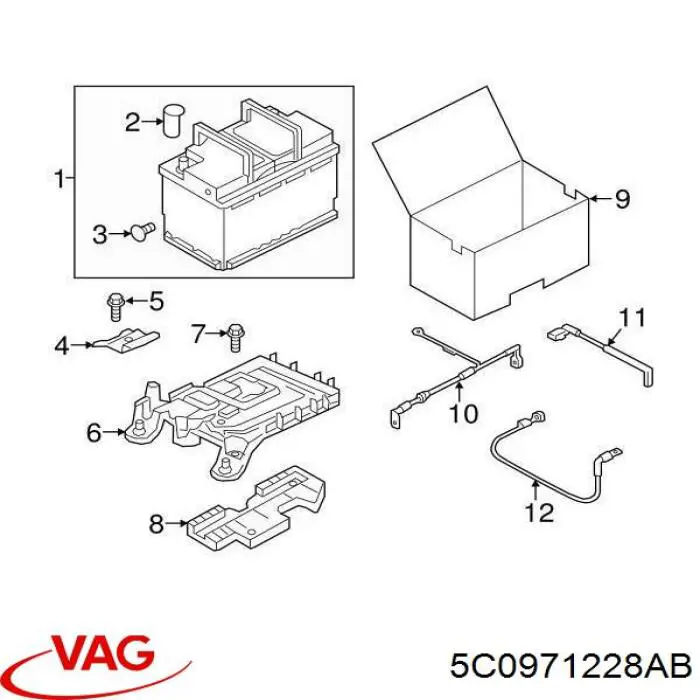 5C0971228AB VAG Кабель плюсової клеми акумулятора (АКБ)