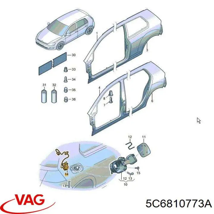 Купити 5C6810773A VAG Замок відкривання лючка бензобаку
