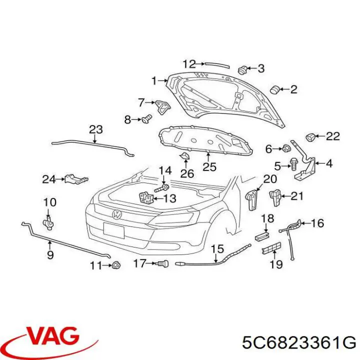 Упор капоту 5C6823361G VAG