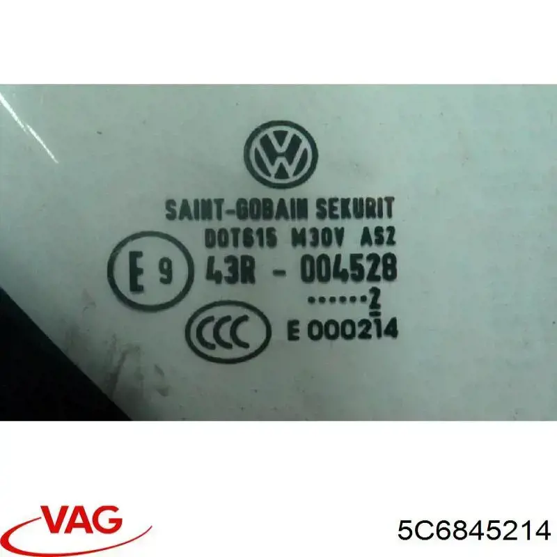 Скло-кватирка двері, задній, правій VAG 5C6845214