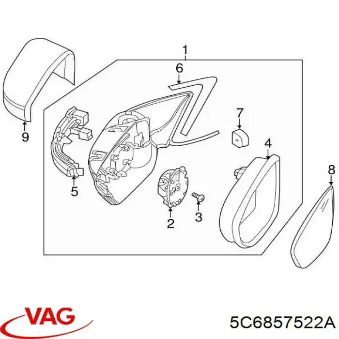 5C6857522A VAG Дзеркальний елемент правий