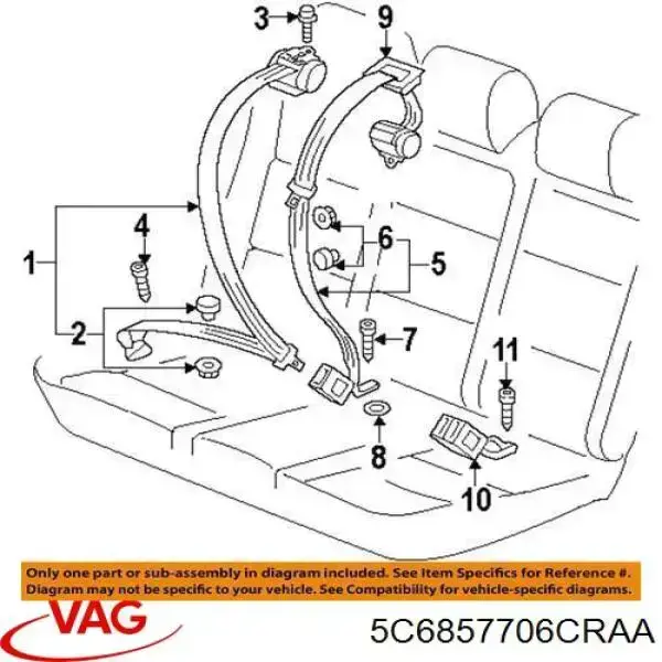 Пасок безпеки передній правий VAG 5C6857706CRAA ціна, від 37.25 USD