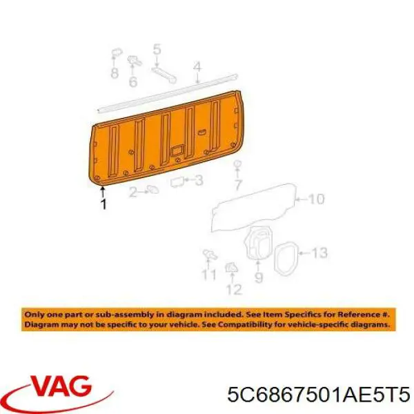 Обшивка даху VAG 5C6867501AE5T5 ціна, від 126.65 USD