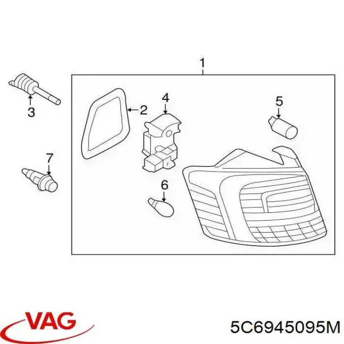 Купити 5C6945095M VAG Ліхтар задній