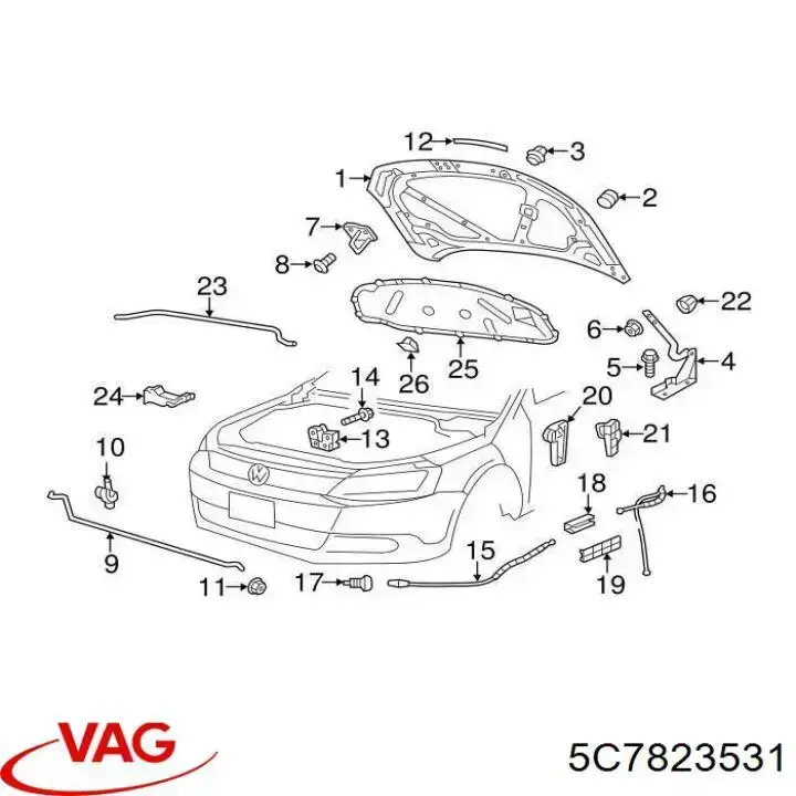 Трос відкриття капота, передній VAG 5C7823531 ціна, від 19.00 USD