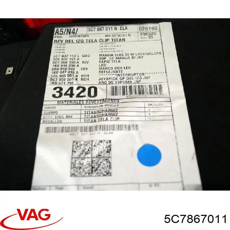 Обшивка дверей передніх лівих VAG 5C7867011 ціна, від 8.47 USD