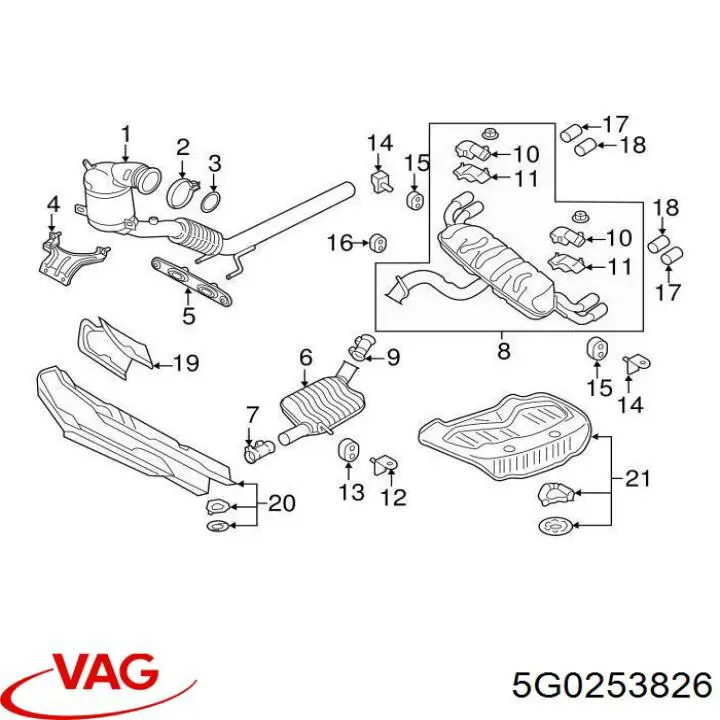 Насадка на глушник VAG 5G0253826 ціна, від 255.53 USD