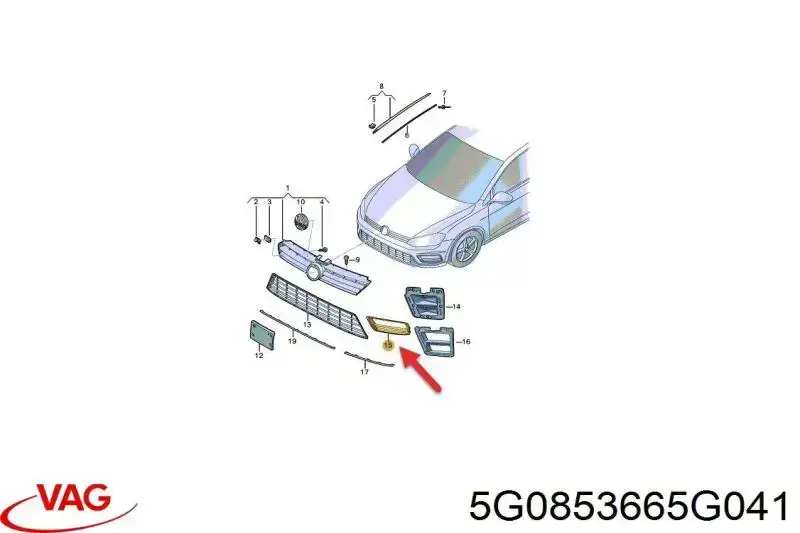 Заглушка під протитуманні фари, ліва VAG 5G0853665G041 ціна, від 40.76 USD