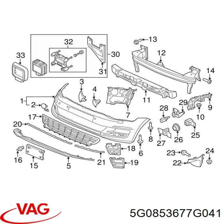 Решітка переднього бампера, центральна VAG 5G0853677G041 ціна, від 208.99 USD