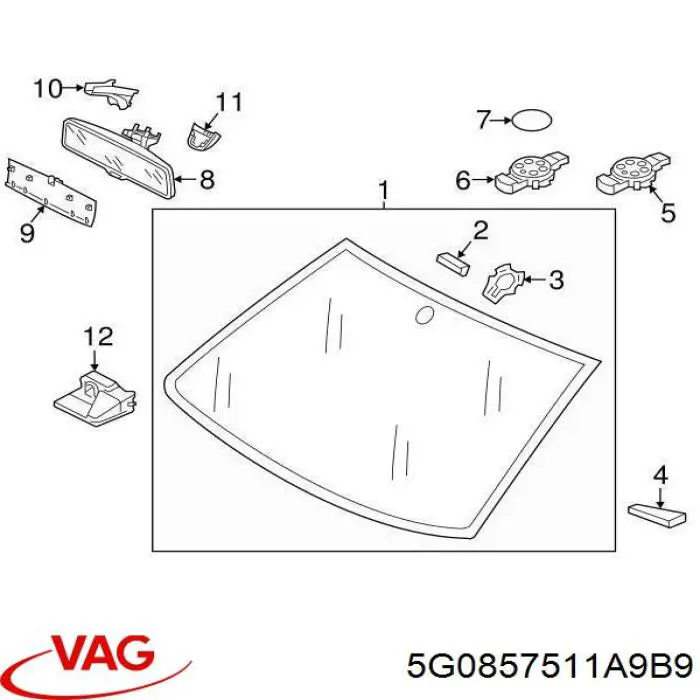 Дзеркало заднього виду в салоні VAG 5G0857511B9B9 ціна, від 35.83 USD