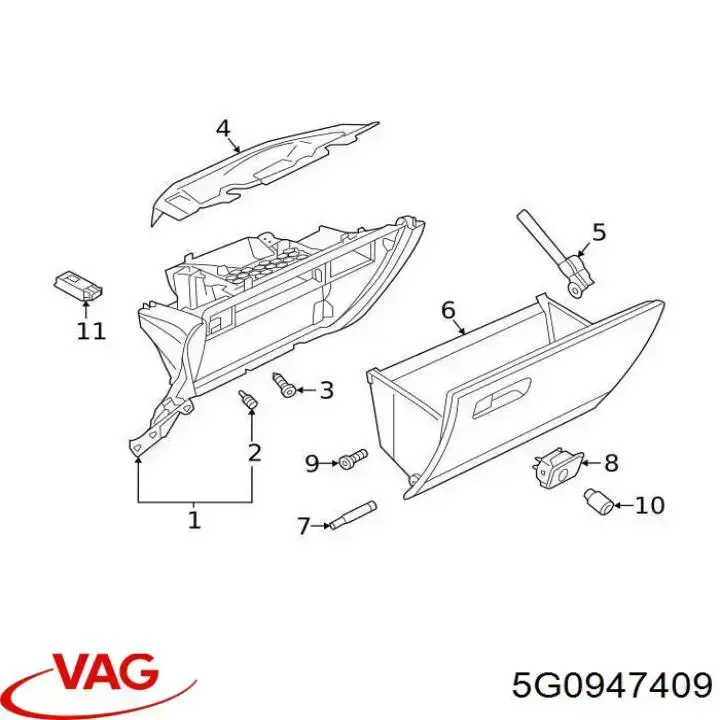 Купити 5G0947409 VAG Плафон підсвічення бардачка