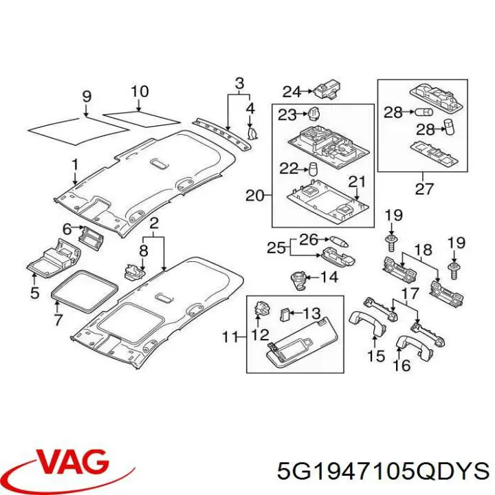 5G1947105QDYS VAG Плафони внутрішнього освітлення