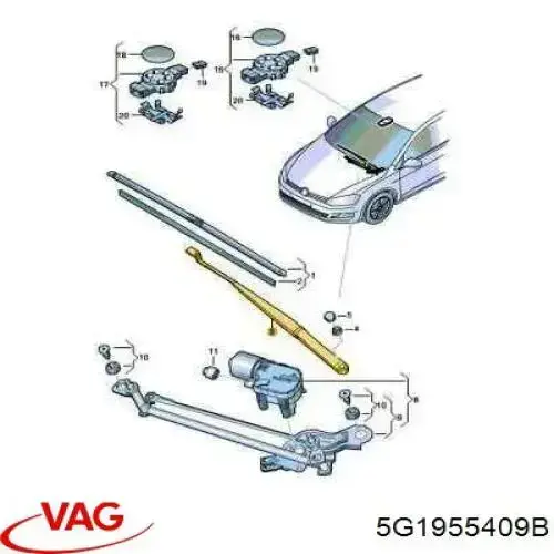 Важіль склоочисника 5G1955409B VAG