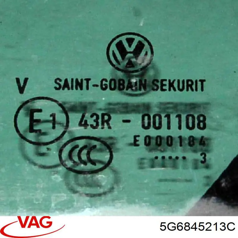 Скло-кватирка двері, задній, лівою Volkswagen GOLF 7 (5G1) (Фольцваген Гольф)