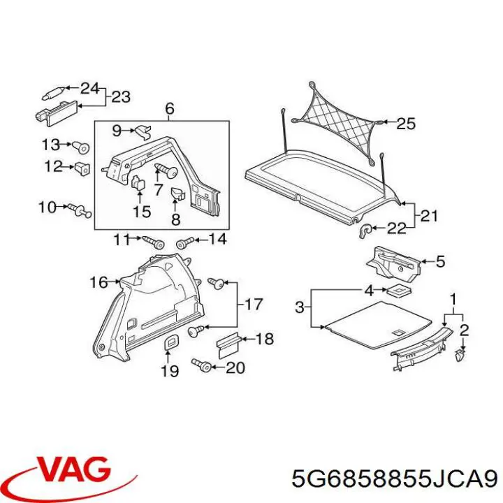 Купити 5G6858855FCA9 VAG Облицювання багажного відсіку нижнє