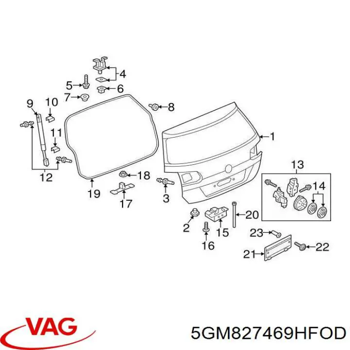 5GM827469H VAG Кнопка приводу замка задньої 3/5 двері (ляди)