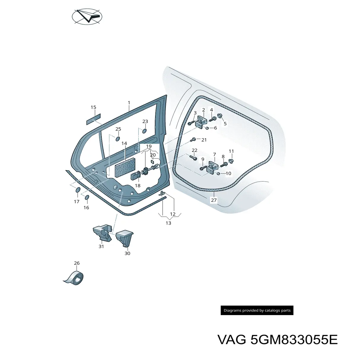 5GM833055E VAG Двері пасажирськи задні ліві