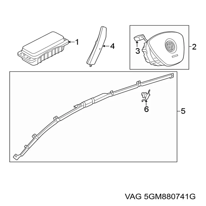 Подушка безпеки, збоку ліва айрбег VAG 5GM880741G ціна, від 265.98 USD