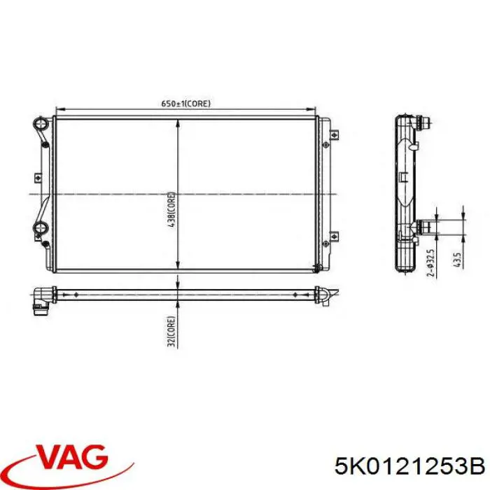 Купити 5K0121253B VAG Радіатор двигуна