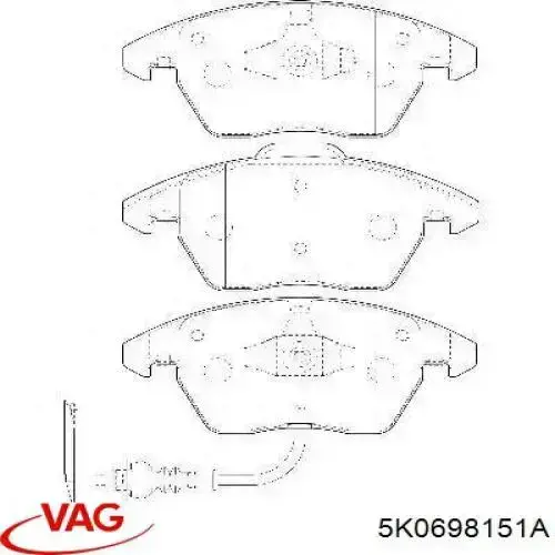 Передні тормозні колодки 5K0698151A VAG