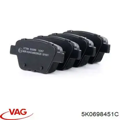 5K0698451C VAG Колодки гальмівні задні, дискові