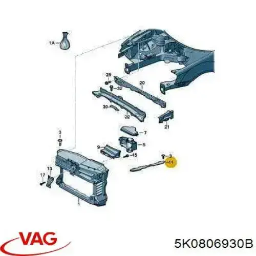 Кронштейн супорту радіатора нижнього VAG 5K0806930B