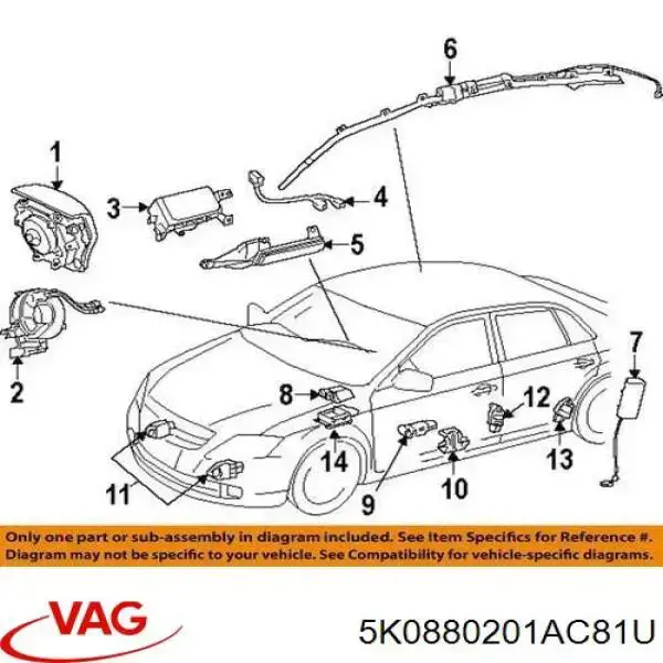 5K0880201AC81U VAG Подушка AIRBAG передня ліва