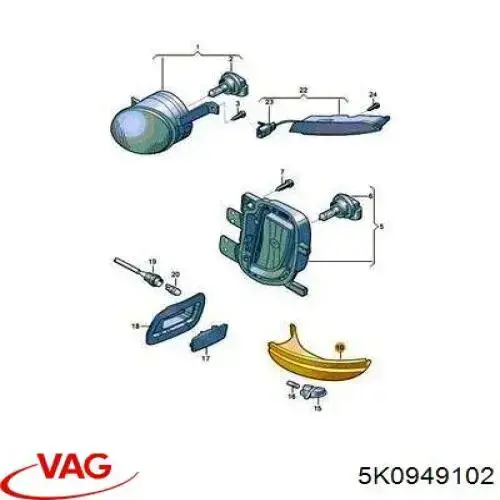 Покажчик повороту дзеркала, правий 5K0949102 VAG