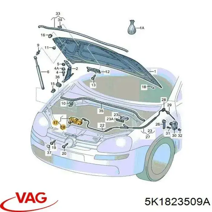 Замок капота VAG 5K1823509A ціна, від 22.09 USD