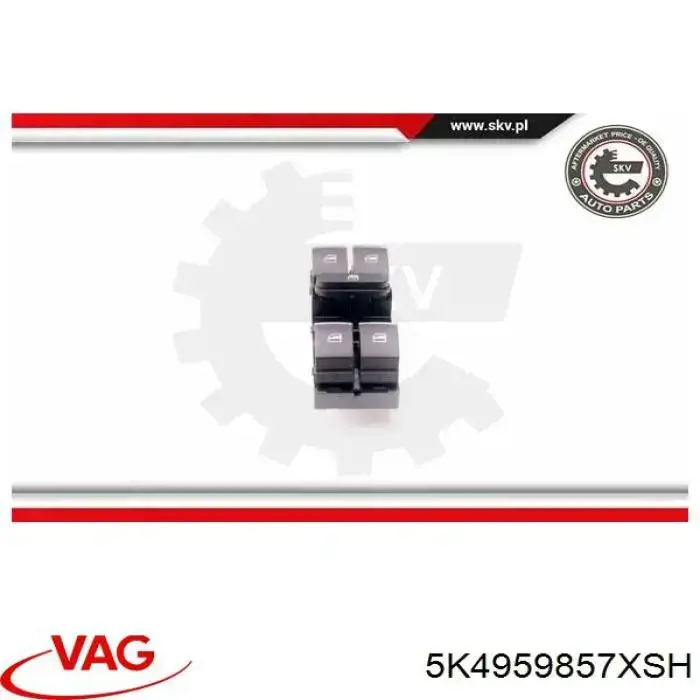 Кнопковий блок керування склопідіймачами передній лівий VAG 5K4959857XSH ціна, від 18.84 USD