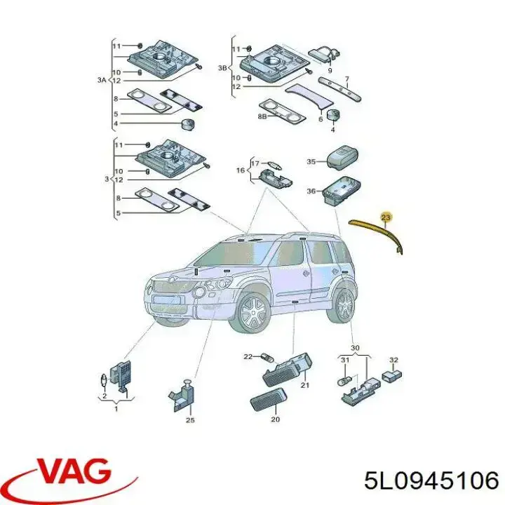 Правий катафот заднього бампера VAG 5L0945106 ціна, від 22.80 USD
