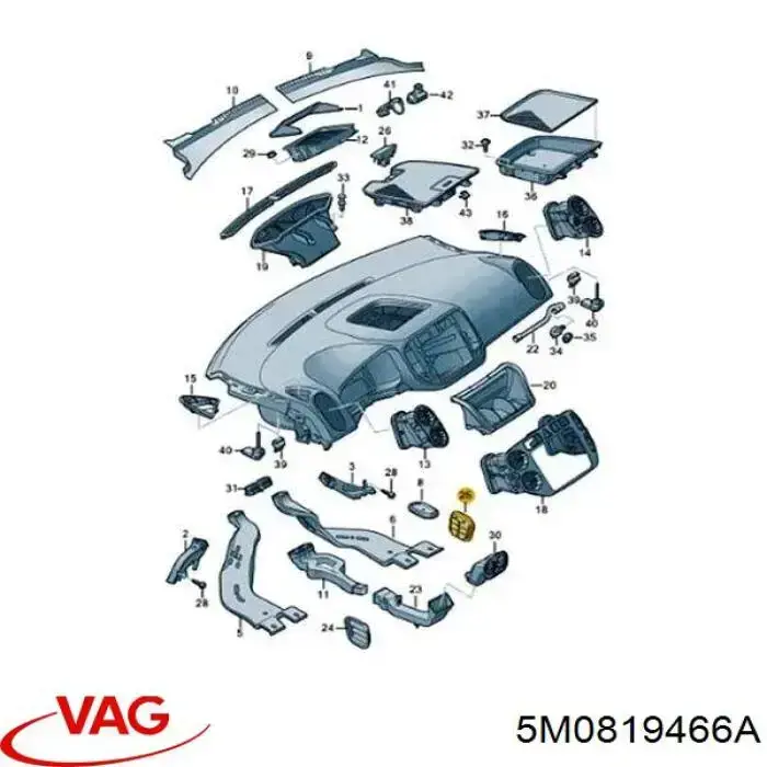 Решітка вентиляційна задня VAG 5M0819466A ціна, від 25.33 USD